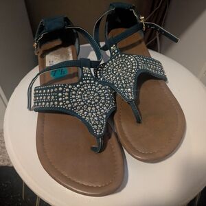 ✨ Teal Velvet Rhinestone Gladiator Sandals | Boho Glam Festival Vibes ✨